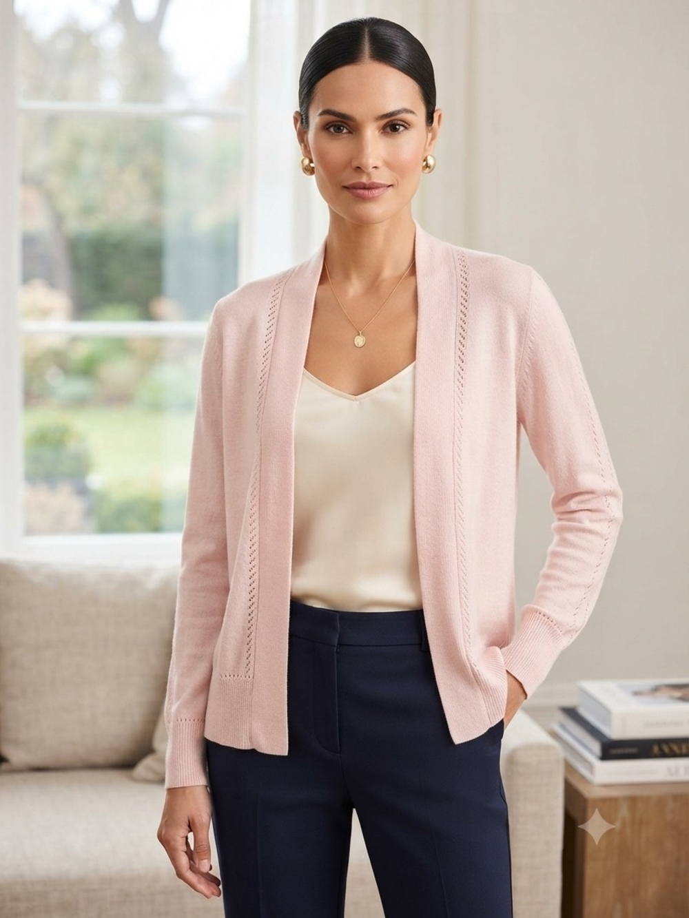 Soft Pink Open-Front Knit Cardigan - Lightweight Layering